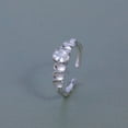 thumbnail image 1 of Brass Micro Pave Clear Cubic Zirconia Cuff Rings for Women Oval Platinum, 1 of 1