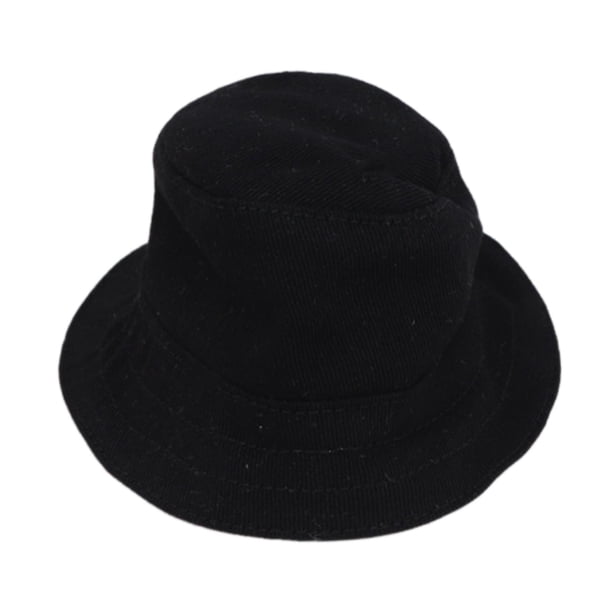 Sombrero de muñeca portátil, sombrero de cubo en miniatura, sombrero de pescador, tocado de tela suave. Negro