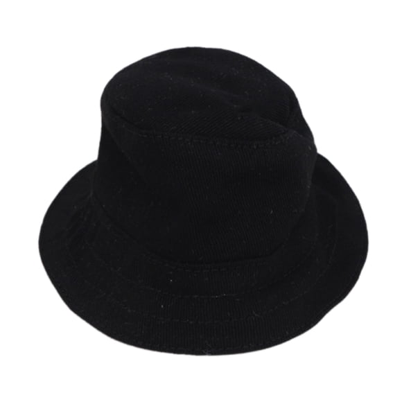 Sombrero de muñeca portátil, sombrero de cubo en miniatura, sombrero de pescador, tocado de tela suave. Negro