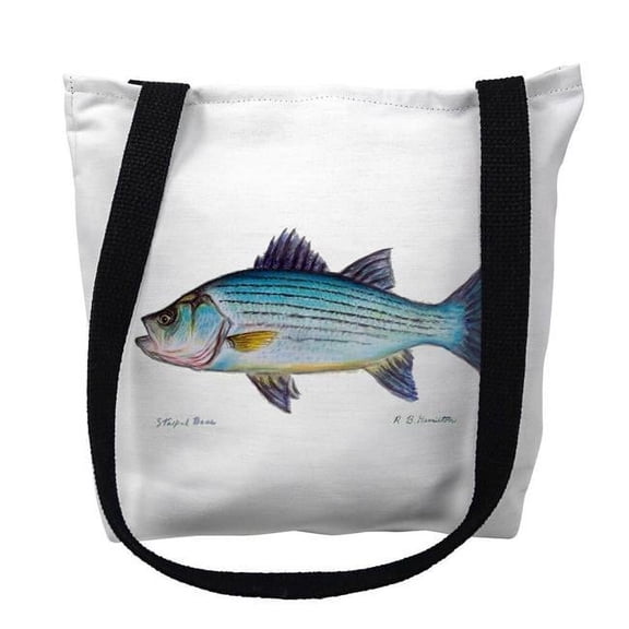 Striped Bass on White Small Tote Bag 13x13 16 inches x 16 inches