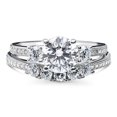 thumbnail image 2 of BERRICLE Sterling Silver 3-Stone Wedding Engagement Rings 1.25 Carat Round Cut Cubic Zirconia CZ 5-Stone Ring Set for Women, Rhodium Plated Size 6.5, 2 of 18
