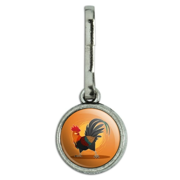 Rooster of Awesomeness Chicken Antiqued Charm Clothes Purse Suitcase Backpack Zipper Pull Aid
