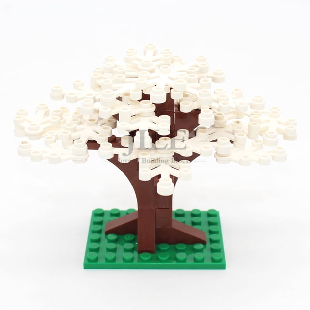Moc DIY Garden Plants Small Tree 9 Colors Courtyard Enlighten Building Block Bricks Compatible All Brand Assembles Particles white 1pcs