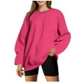thumbnail image 2 of DDAPJ pyju Womens Oversized Sweatshirts Fleece Crewneck Sweaters Fall Casual Athletic Tops Hot Pink S, 2 of 6