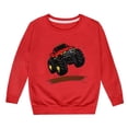 thumbnail image 2 of Crewneck Sweatshirt Kids Fashion Print Crew Neck Sweatshirt Long Sleeve Casual Hoodless Top Red 3-4 Years, 2 of 3