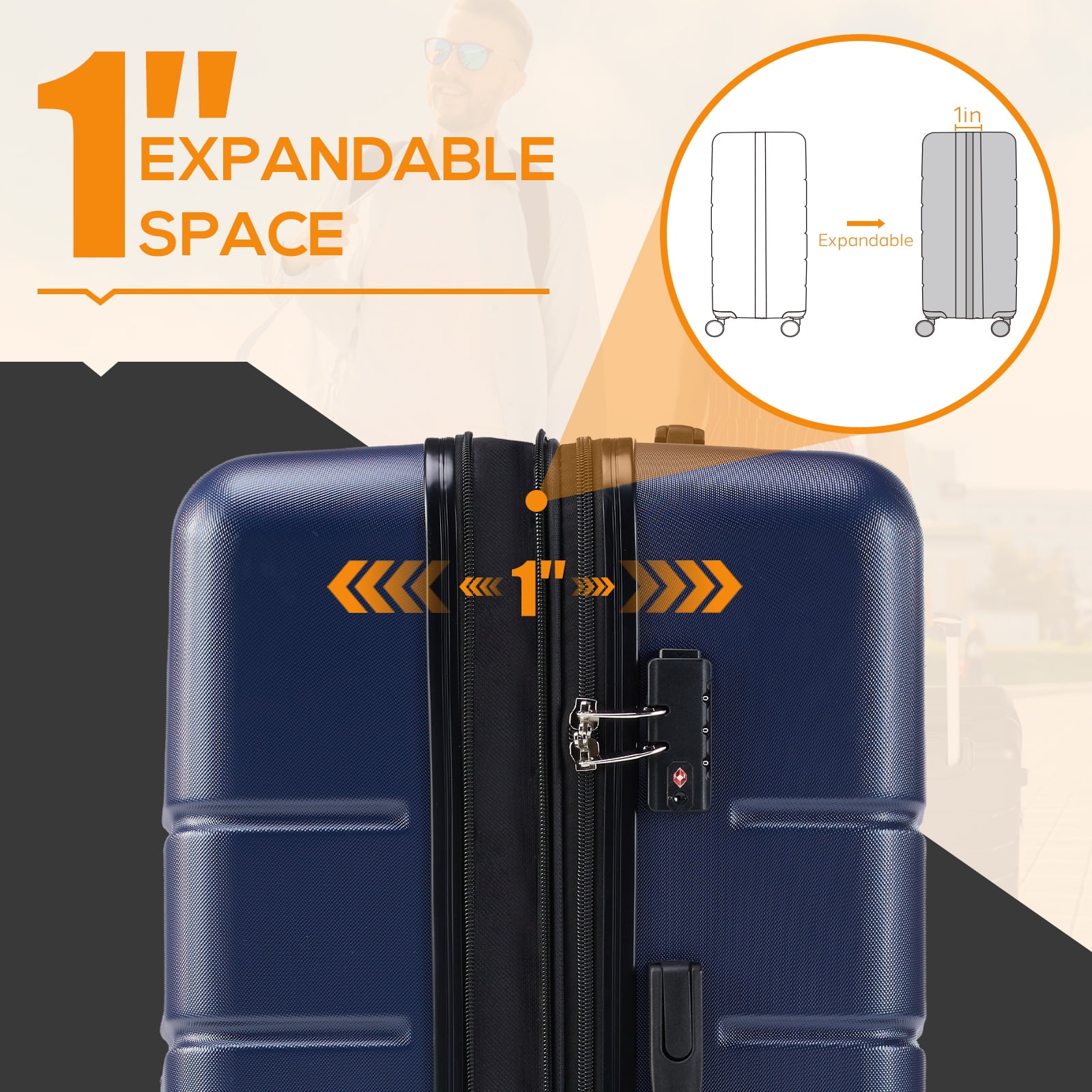 Aidoly 28 Inch Luggage with TSA Lock, Hard Shell Suitcase with Spinner Wheels, Expandable Luggage, Blue