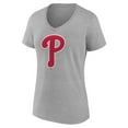 thumbnail image 2 of Women's Gray Philadelphia Phillies Official Logo V-Neck T-Shirt, 2 of 3