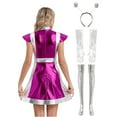 thumbnail image 4 of YiZYiF Women Space Alien Costume Metallic Dance Dress for Halloween Role Play Robot Astronaut Outfit Hot Pink-A M, 4 of 5