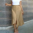 thumbnail image 2 of Gbsyewxs Skirts For Women Midi Skirt High Waist Button Slit Solid Color Slim Summer Women'S Skirts Khaki, 2 of 7