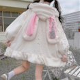 thumbnail image 1 of Chaqueta de algodón engrosada de lana de cordero con volantes y orejas de conejo de bola de piel de invierno, 1 of 3