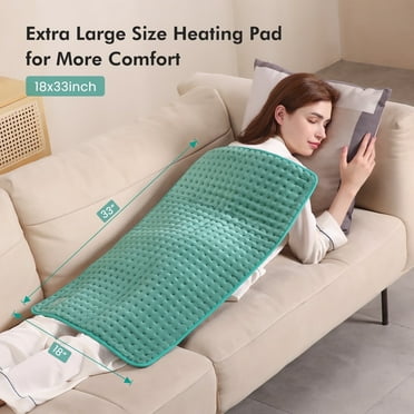 MaxKare Ultra-Wide Microplush Heating Pads for Full Body 33"x18", 6 Heating Settings and Auto Shut-Off, Green