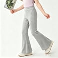 thumbnail image 4 of Nilvkv Girls Flare Pants, Leggings for Girls, Ice Silk Solid Bell Bottoms with Elastic Waist for Summer Casual Wear Gray 5-6 Years, 4 of 7