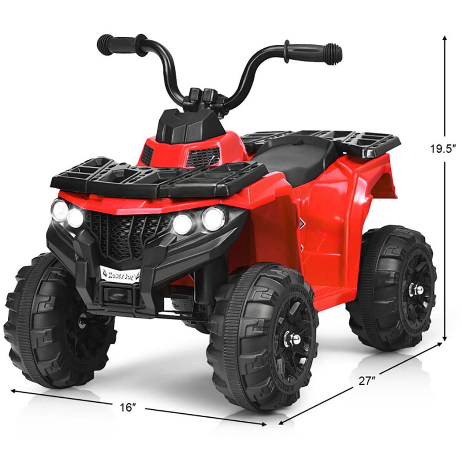 Barara King 6 V Powered Ride-On Toy ATV Quad with LED Lights, Foot Pedal and Wear-Resistant Wheels