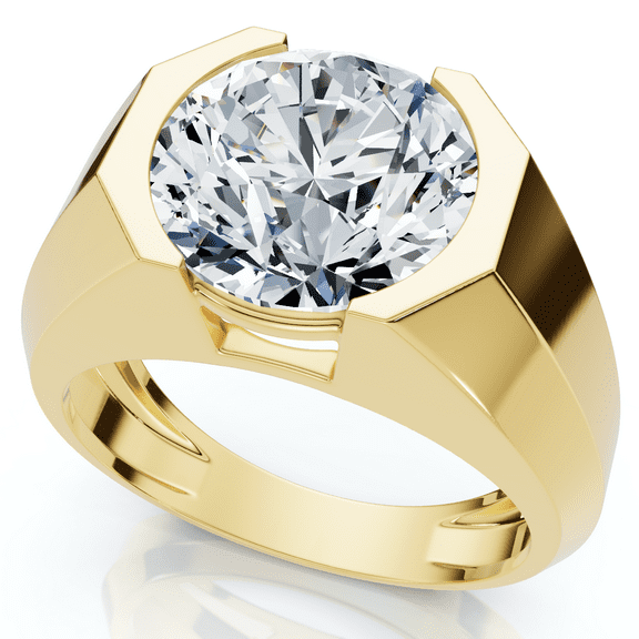 Pompeii Certified 5 Ct Elon Signature Men's Bezel Diamond Ring Lab Grown (F/G,VS1-VS2)