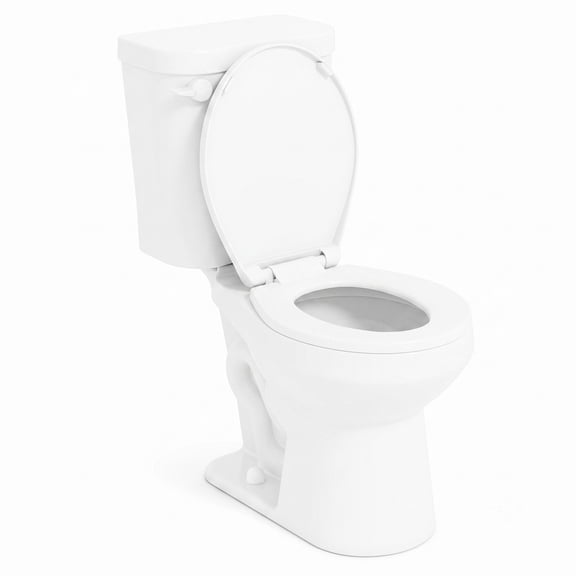 Fenbeli Two-Piece Round Toilet with 17.5 Inch ADA Comfort Chair Height Seat, 1.28 GPF Water-Saving Siphon Flush Ceramic Bathroom Toilet with Soft-Close Seat, 12, White