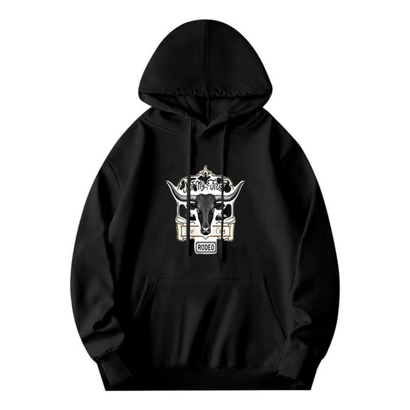 Men's Long Sleeve Hoodie Pullover Sweatshirt with Pockets Features Graphic and Design