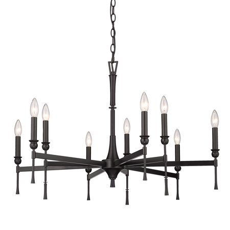 

Golden Lighting 3509-9 Landon 9 Light 34 Wide Taper Candle Style Chandelier - Black