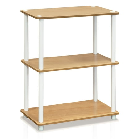Furinno Turn-N-Tube Wood 3-Tier Compact Shelf Display Rack in Beech/Natural