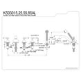 thumbnail image 2 of Kingston Brass KS33325AL Restoration 5-Piece Roman Tub Faucet with Hand Shower, Polished Brass, 2 of 4