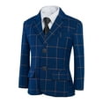 thumbnail image 5 of ETHAN 3 Piece Suit for Boys with Plaid Teen Formal Outfit Suit Junior Boy Blazer Navy Blue Size 7 Years, 5 of 7