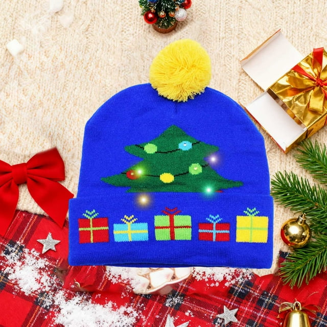 QIPOPIQ Bonnets Thème de Noël Joyeuses Fêtes Hiver Pompons de Noël