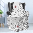 thumbnail image 4 of Black and White Soft Flannel Fleece Blanket, Heart Shapes Illustration Love You Bridal Wedding His and Hers Theme, Cozy Plush for Indoor and Outdoor Use, 50" x 60", Black White Red, by Ambesonne, 4 of 5