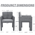 thumbnail image 5 of Guyou Rattan Patio Dining Chairs, Outdoor Wicker Chairs Set of 2, Modern Patio Metal Chairs for Dining Table, Outdoor Patio Chair with Cushions for Garden, Grey, 5 of 7