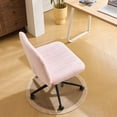 thumbnail image 2 of Ktaxon Chaise de Bureau Réglable, Chaise de Bureau Pivotante, Conception Sans Accoudoirs, Réglage Pneumatique de la Hauteur, Rotation à 360 Degrés, Idéale pour le Bureau à Domicile en Peluche Teddy Rose, 2 of 8