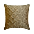 thumbnail image 2 of The HomeCentric Decorative Throw Pillow covers Beige 16"x16" (40x40 cm) Velvet Textured, Zari Gold Thread Embroidery Pillowcases For Sofa Chouch, Hotels, living, Bed Room, Geometric - Enchanted Beige, 2 of 9