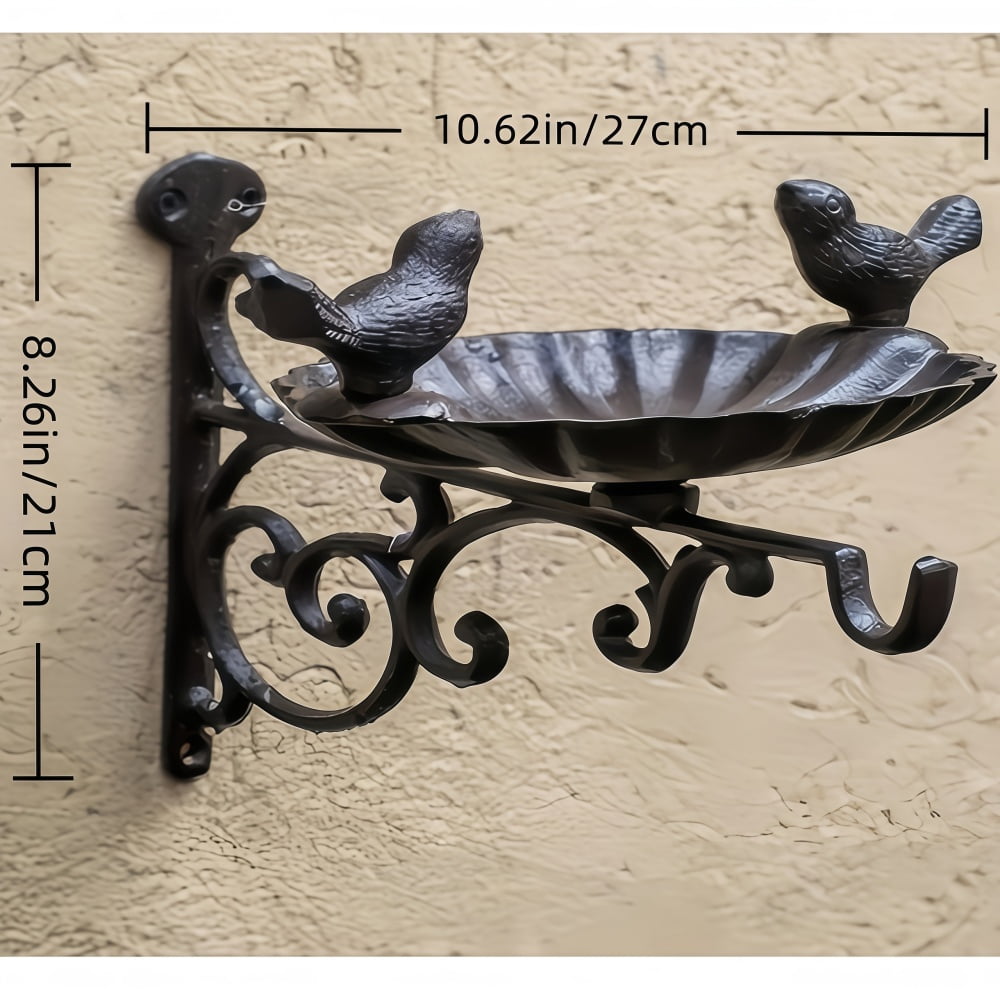 GYWHOOFT Wall Mounted Bird Feeder Cast Iron - Vintage Heavy Duty Outdoor Bird Feeding Station with Hanging Bracket, Decorative Garden Planter Holder for Patio, Yard, Window Decor