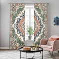 thumbnail image 6 of Kitchen Curtains 84 Inch Length 2 Panels, Orange Green Boho Grommets Window Treatment Curtain, Medieval Vintage Ethnic Floral Abstract Thermal Curtains Drapes for Living Room/Bathroom, 6 of 9