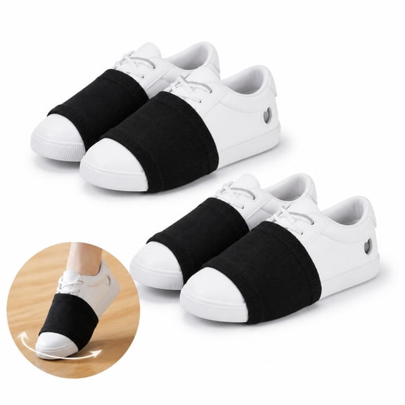 2 Pairs Black Line Dance Shoe Cover, 4.1×3.7 Inch Polyester Anti‑Slip Dance Sock Protectors for Women Indoor Dancing Floor Performance