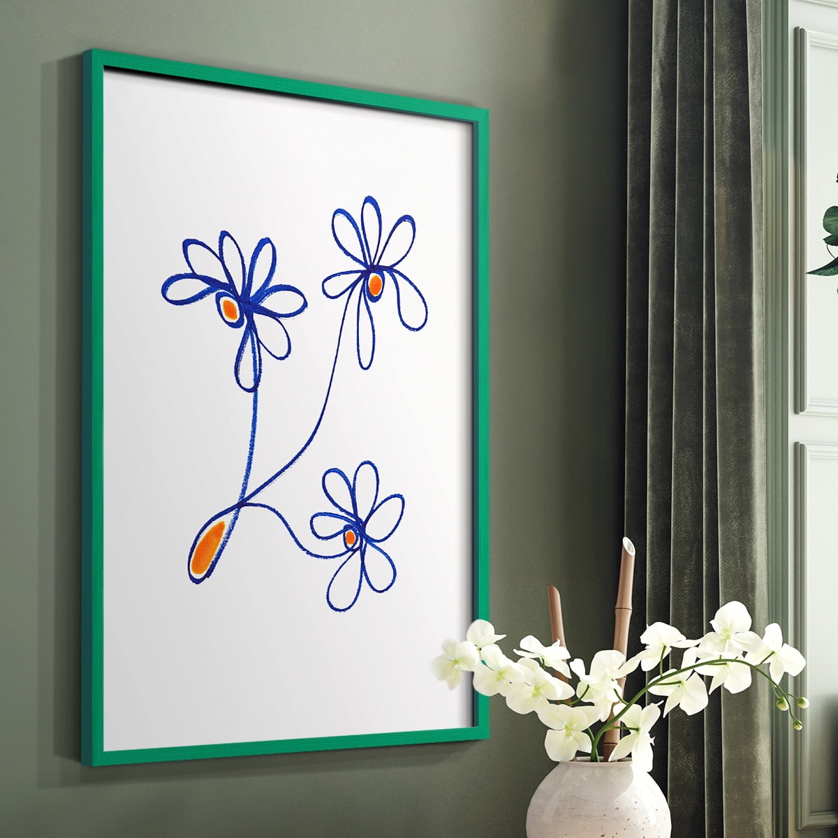 Wobbly Blooms III Framed Print - Solid Wood in Single Picture Frame Solid Wood 2 Framed Print
