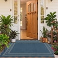 thumbnail image 3 of Nanan 3'x5' Scalloped Jute Area Rug Natural Solid Rug, Farmhouse Washable Rug Non-Slip Indoor Carpet for Hallway Entryway Doorway, Blue, 3 of 7