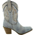 thumbnail image 3 of ARiderGirl Jeans8 Women's Stacked Heel Snip Toe Western Denim Embroidery Ankle Boots, 3 of 5