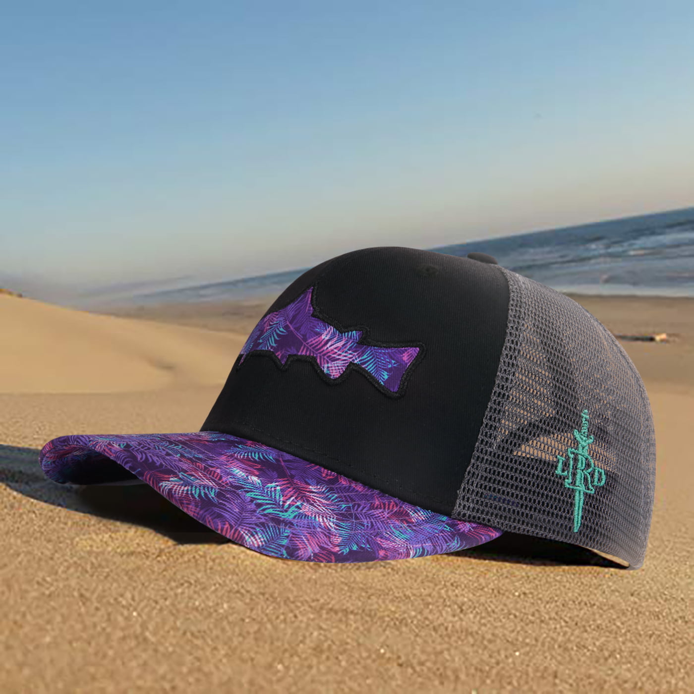 HDE Trucker Hat - Performance Outdoor Snapback Adventure Hats for Men Black  Tropical Trout 
