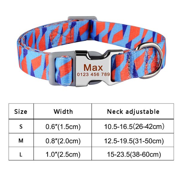 Adjustable Nylon Cool Dog Collar Custom Carved Name Phone Blue Pitbull Personalized Dog Collar Pet Dog Tag Printing Collar qym unisex