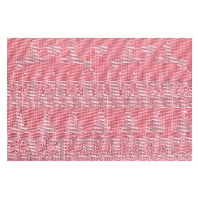 Set de Table en Vinyle (Renne Et Arbre) (Rouge) - Lot de 12