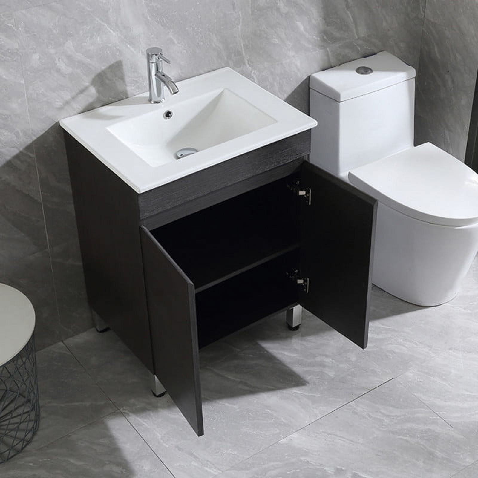 Walsport 24" Bathroom Vanity Set with Sink Combo Cabinet,Modern Freestanding Sink Cabinet,Bathroom Vanity Cabinet with Ceramic Vessel Sink,Faucet and Drain,Black