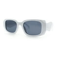 thumbnail image 4 of Womens Mod Rectangle Geo Bevel Cut Plastic Fashion Sunglasses White - Black, 4 of 8