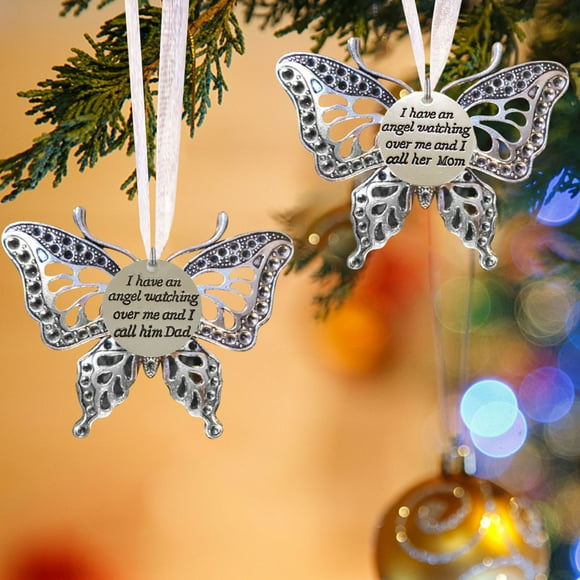 TopLLC 2PC Dad&Mom Hollow Carving Exquisite Memorial Family Pendant Christmas Tree Decoration the Charm