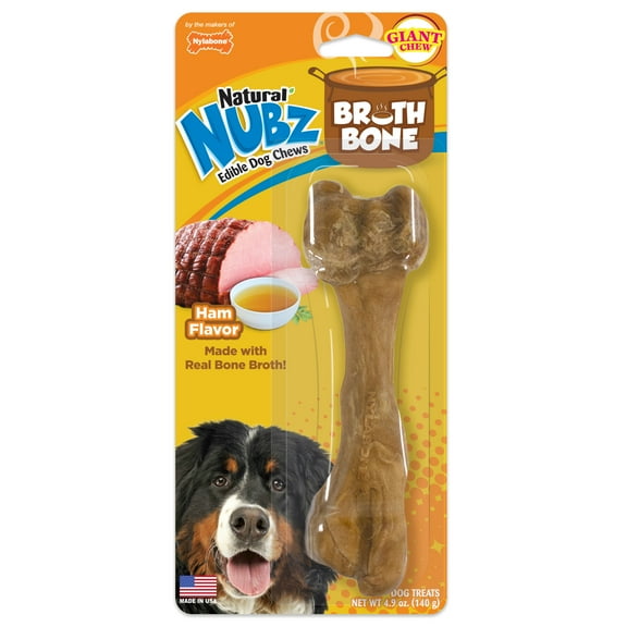 Nylabone Nubz Bone Broth Dog Chew Treats Ham Large/Giant - Up to 50 lbs. (1 Count)