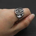 thumbnail image 2 of K-KED Mens Vintage Oval Freemason Finger Ring Stainless Steel Masonic Retro Biker Ring-9, 2 of 6