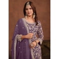 thumbnail image 3 of Faux Georgette Purple Embroidered Festive Palazzo Suit, 3 of 4