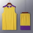 thumbnail image 4 of XINXIAOO Basketball Set 2PCS Boys Girls Youth Sports Uniform Lightweight Yellow Tank Top and Shorts Breathable Quick Dry Training Uniform Sets 15-16 Years, 4 of 5