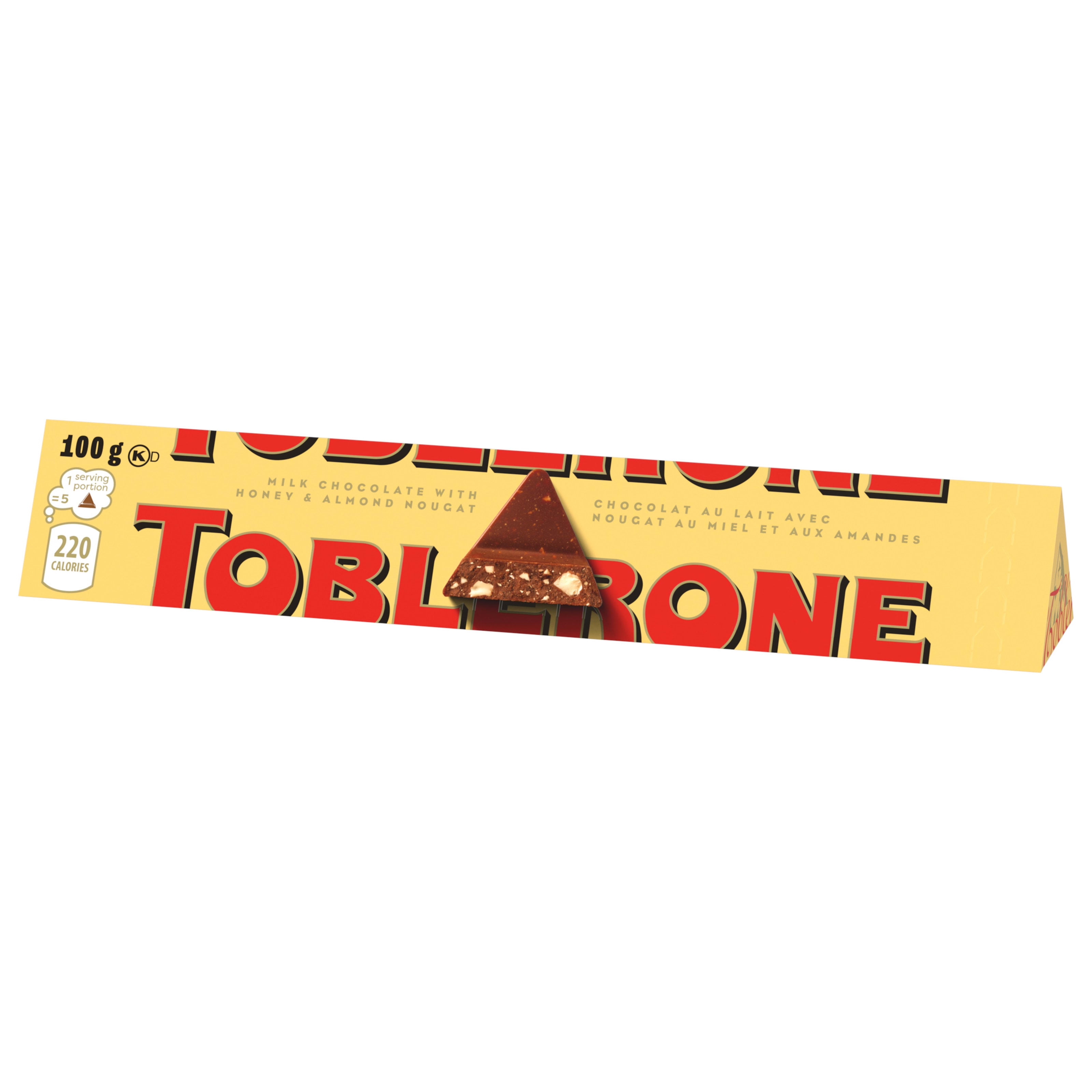 Tablette de chocolat au lait TOBLERONE avec nougat au miel et aux amandes 100 g