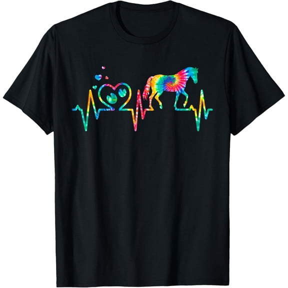 t-shirt Horse Mom Mama Dad Heartbeat Tie Dye Heart Lover T-Shirt.