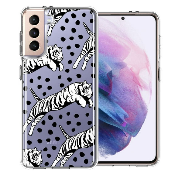 MUNDAZE For Samsung Galaxy S21 Tiger Polkadots Design Double Layer Phone Case Cover