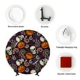 thumbnail image 4 of Balery Halloween With Skull Print Bone China Decorative Plate Ceramic Dinner Plates Art Crafts with Display Stand-8in, 4 of 6