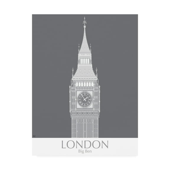 Trademark Fine Art 'London Big Ben Monochrome' Canvas Art by Fab Funky